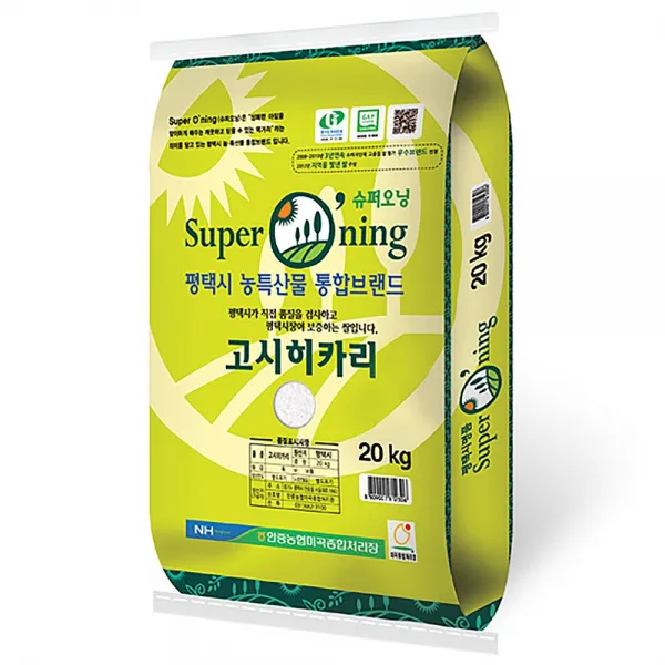 안중농협 슈퍼오닝 특등급 고시히카리 쌀20kg 22년 햅쌀, 1개, 20kg