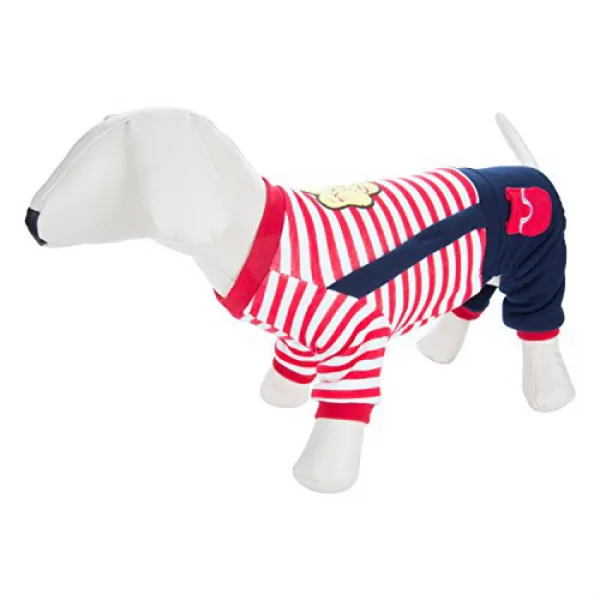 CueCue Pet Snug Stripe Apple Overall Suit Small Red CueCue Pet Snug Stripe Apple 전반적인 소송 작고 빨간, 1