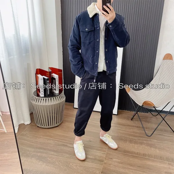 남자겨울야상 SEEDSFWJC 삿대질 단 남성 가을 후한 돈 내부 램스울 보온 코트 A 2643769807