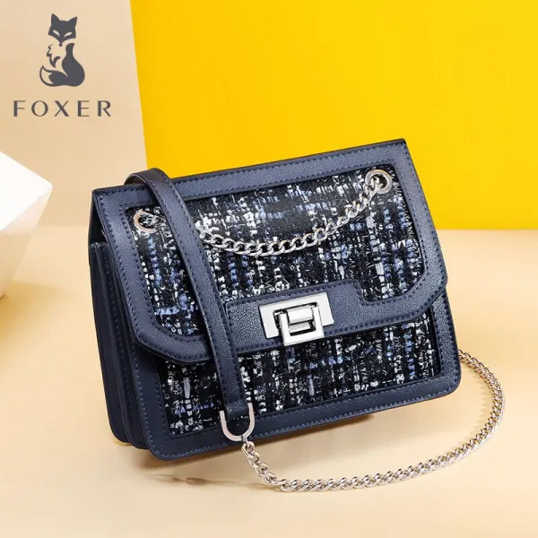 금여우 (FOXER) 여성백 대용량 숄더백 한판 백조 인스 초핫체크 체인 체인 JD9002061ZY001F1G 블루