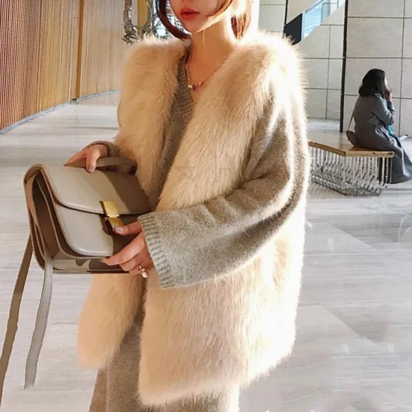 kirahosi 여성 도톰한 미디 롱 뽀글이 양털 조끼 춘추 아우터 인조 램스울 베스트 397호+덧신증정 DOednmtw