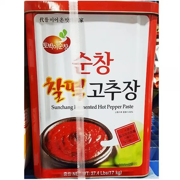 찰떡 고추장 토박이 순창 17kg 말통 캔 매운 소스 업소용 장류 가공식품 Qsmc 1개