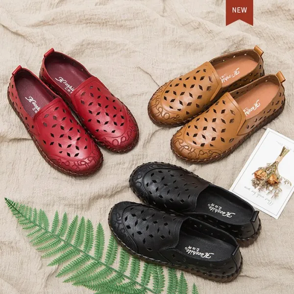 블랙바바 여성 가죽 펀칭 플랫슈즈 로퍼a19061818