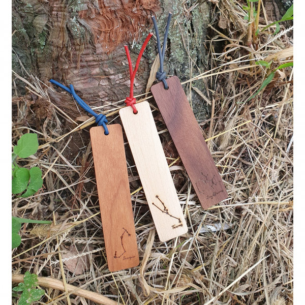 원목 별자리 책갈피 북마크 나무각인 대량생산, 물병자리, 메이플, 네이비