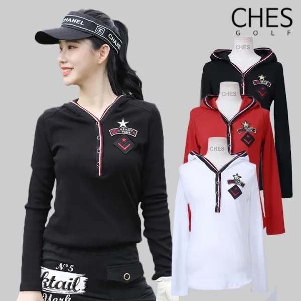 체스 스타패치 여성골프 단추티셔츠 L 77 