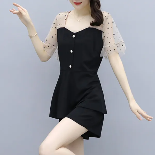 통통 동생 날씬해 보이는 서구식 귀부인 큰 사이즈 여장 여름 뚱뚱한 사람 Mm 심보 패션