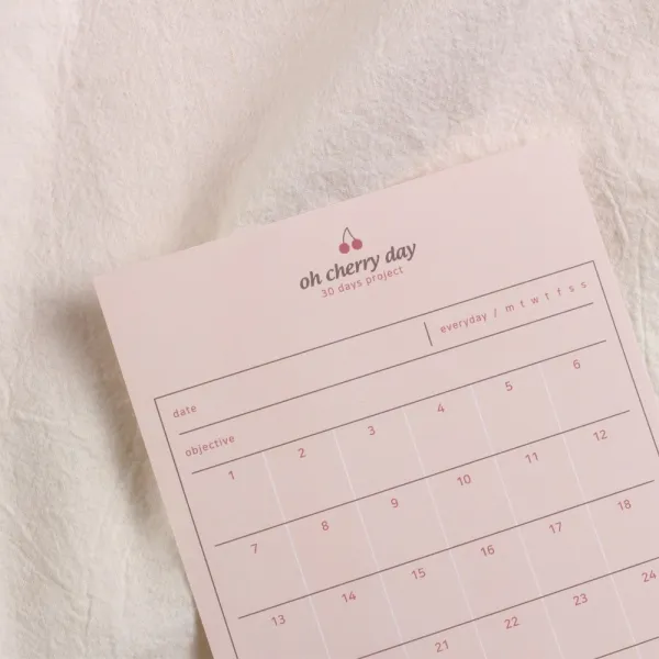  Aqb_9122058 대시앤도트 오 체리 데이 30일 프로젝트 일정표 플래너 다용도스케줄러 직장인플래너 다용도플래너 단일상품