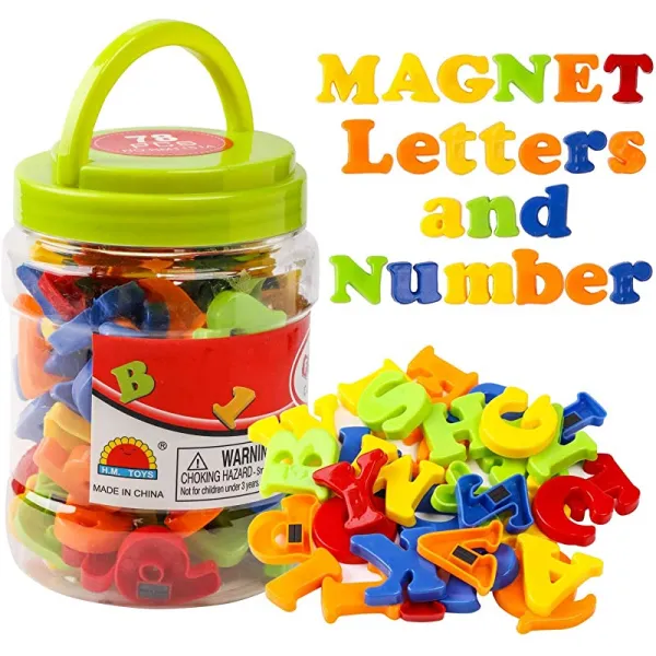 토들러를 위한 Bucket Preschool Learning 철자법의 자성 알파벳 자석 문자와 숫자 장난감 ABC 123 Fridge 플라스틱 장난감 세트 교육용 자석