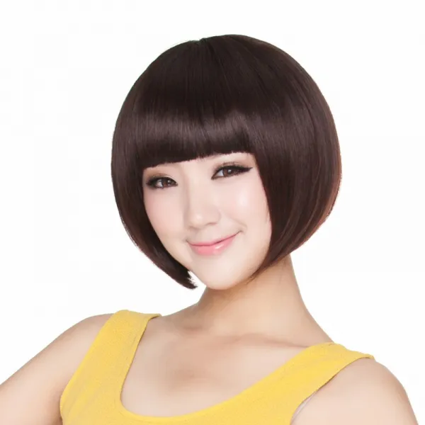 나비 패션이 박진감 넘치는 웨이브 가발 여성 보보머리 한국 멋쟁이 빵빵한 학생 머리 제시 사선 앞머리 아마황