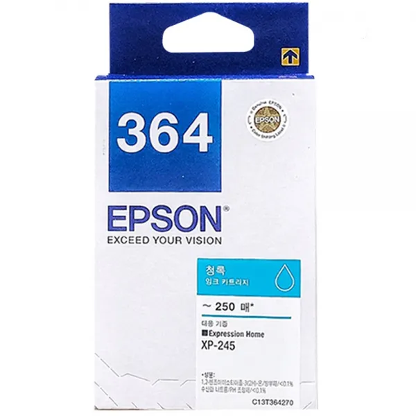 엡손 EPSON 정품잉크 T364 T364170 T364270 T364370 T364470, 1개, T364270 파랑