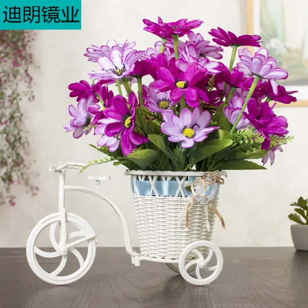 인테리어 독창적 스윗 인조 꽃 라이크 수려함 알프스프라자축하화환 집에 거실 비닐 플라스틱 페이크 말 냉장고 위 카멜 2보라색 숏 벚꽃 _큰차