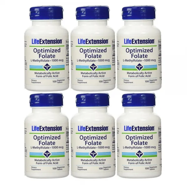 Life Extension (6병) 라이프익스텐션 4세대 활성형엽산 B9 1000mcg 100캡슐(병당 약3개월) 임신준비영양제, 1mg, 6병