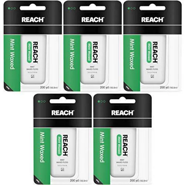 도달 치실 왁스 칠 조폐국 200 야드 (5 팩) Reach Dental Floss Waxed, 상세내용참조
