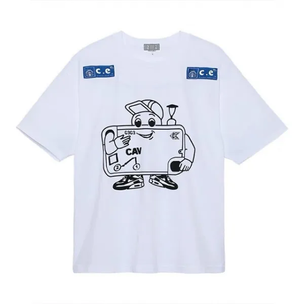 따뜻하다 빈티지 단색 CAV EMPT C.E 티셔츠 대형 Cavempt 티셔츠 남자 1:1 고품질 탑 티 반팔 티셔츠 2022 새로운
