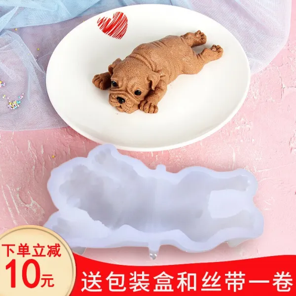 [리본 포장함 박스] 모래 강아지 무스 모형 털음망 빨갛다 컨셉 업그레이드 2대 베이킹 3D 더럽다 더러운 강아지 젖개 케이크 4인치 초콜릿 아이스크림 4인치