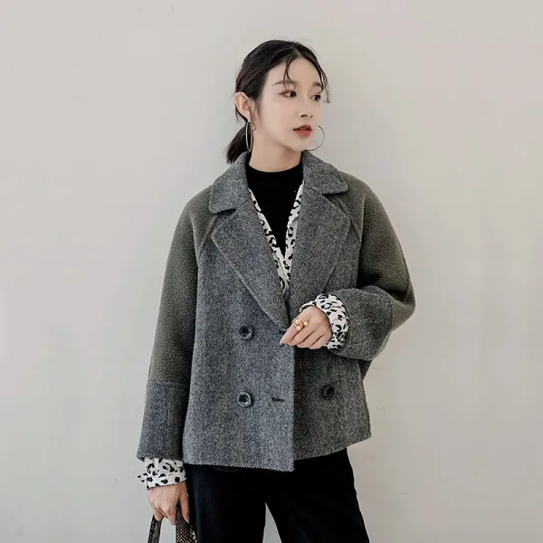 마멜뷰 겨울 캐시미어 반 코트 2019 가을 핸드메이드 알바카 양면