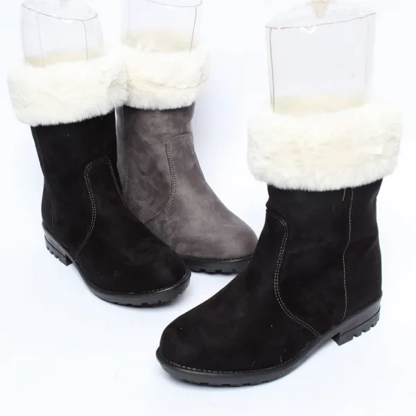 ISHOES 털이복실복실 미들털부츠 3.5cm 여성부츠 털부츠미들 롱부츠 부츠 여성롱부츠 여성털부츠