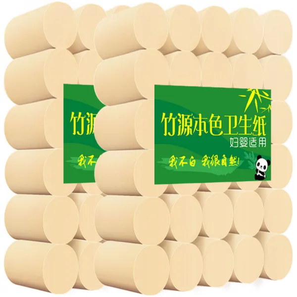 루리네마켓 6근 40 대나무 펄프 본색 두루마리 가정용 롤백상지 화장지, 가치를 초과 6근 40 롤 혜택 룩