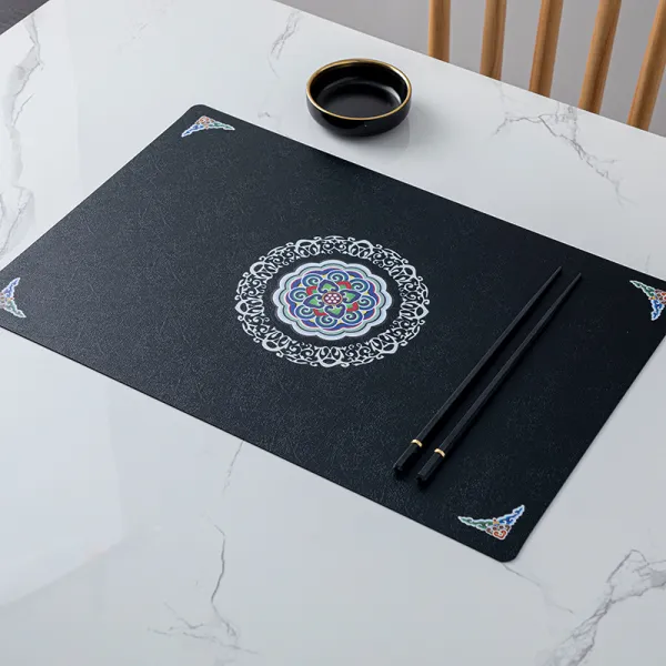 중국식 가죽 쿠션 방수 기름 방지 미끄럼 방지 파마 방지 가정용 pvc 양식 쿠션 테이블 쿠션 접시 쿠션 그릇 쿠션 컵 쿠션, 흐려지다