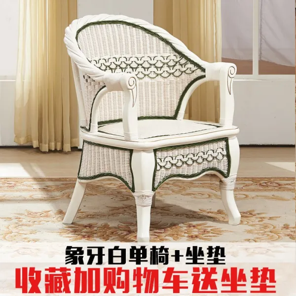 어반30 인테리어 등받이 라탄 의자 등나무 3종 세트 티테이블 거실 원목 등, 진토 아이보리 단의자(방석 배달)