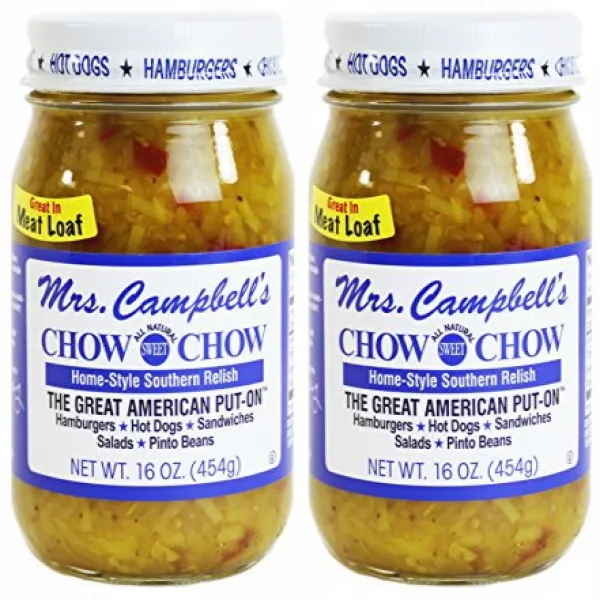 Mrs. Campbell's All Natural Sweet Southern Chow Chow Relish 16 Oz Glass Jar (Pack of 2) 켐프벨 여사의 All, 1