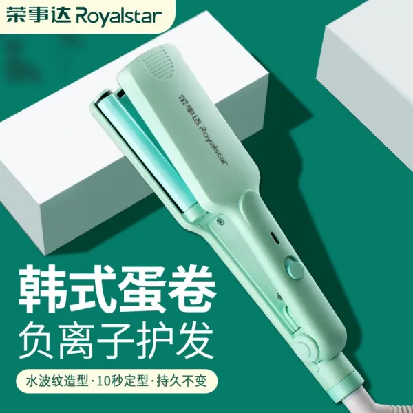 제이 욘사마 계란말이 미혹 소형 머리상하지 않는 여성 물방울누늬 와이드 신기 전기판 헤어고데기 에그롤 봉 고대기 그린