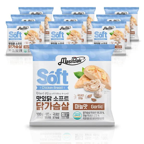 맛있닭 소프트 닭가슴살 마늘맛 100g x 10팩(1kg), 단품