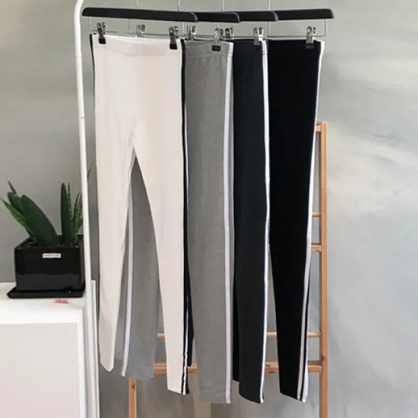 행복한여자 신상무배 두줄 라인 순면 스판 쫀쫀 쫄바지 레깅스