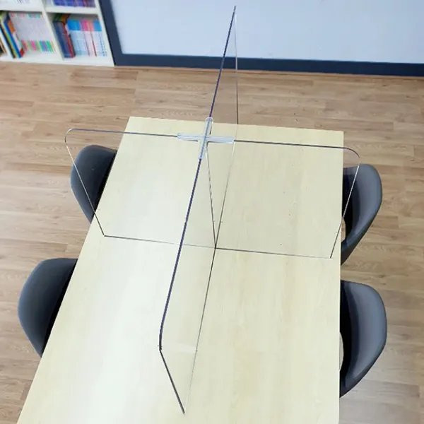 주식회사집현전 식탁 가림판 폴리카보네이트5T - 4인용 칸막이 십자결합형 양쪽개방, 높이500