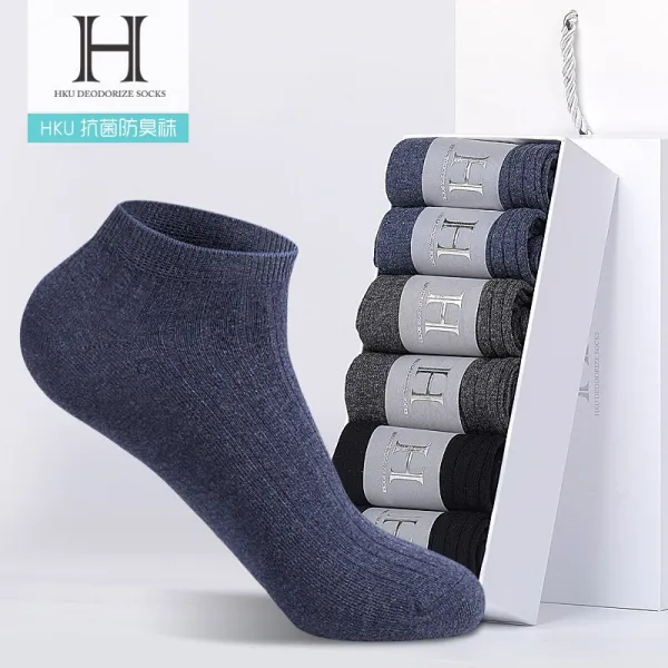 HKU 방취양말 남단양말 여름 순색 코튼 코튼 베이직 양말 땀 사계절 얇은 양말 남자 양말 MPK3002 (2 블랙 2회 2 블루)