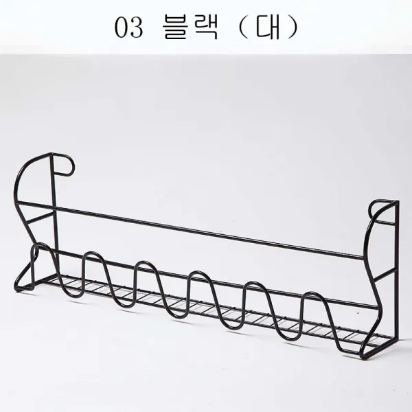 HY 철제 벽걸이 간이 문간 공간을 절약하고 구멍 뚫지 않는 화장실 슬리퍼 틀 숙소 신기 이층 신발장XT09 A28, 03 블랙（대）