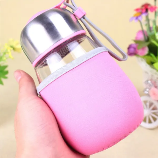 명스토어 사색 선택가능 큐트 작고깜찍 팽귄 유리컵 티 격화 컵슬리브 400ML, 블루