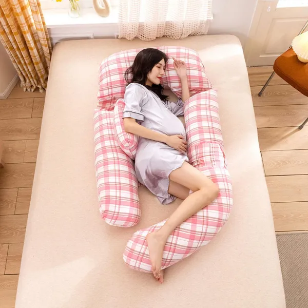 테리존 헤드 허리 보호 받침 U라인 옆으로 눞기 수면쿠션 허그 신기 임신 기간 보조 매트, 딸기 칸 한시  허리 등쿠션 한 개