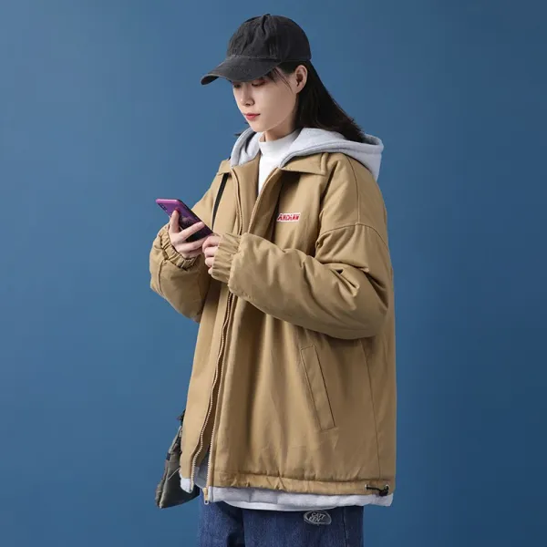 페이크 야구복 패딩 여성 두꺼운 캐쥬얼