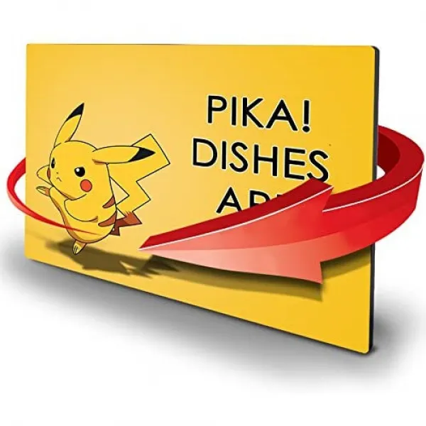KIWE HOME 더블 식기 세척기 자석 청소 더러운 가역 유연한 플립 × 4 역설적으로 포켓몬 피카츄 옐로우 컬, PIKACHU