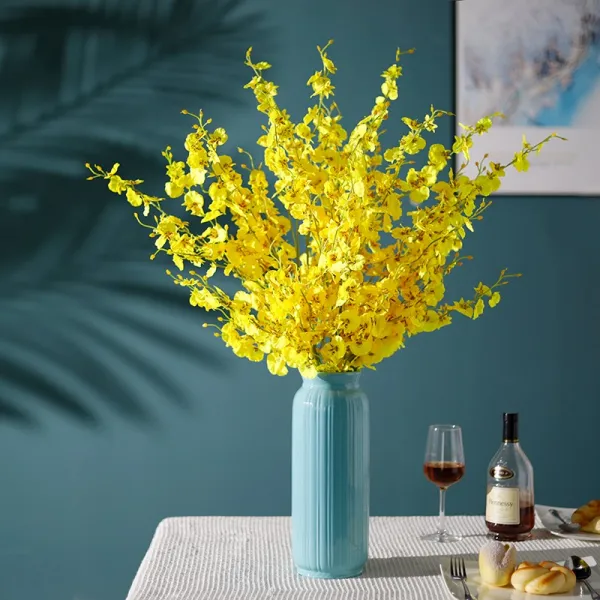 춤 난 시뮬레이션 모던 심플 거실 드라이 꽃다발 티비장 장식 가짜 화병 예 8즈 엘로우 춤추다 난류 선 꽃병