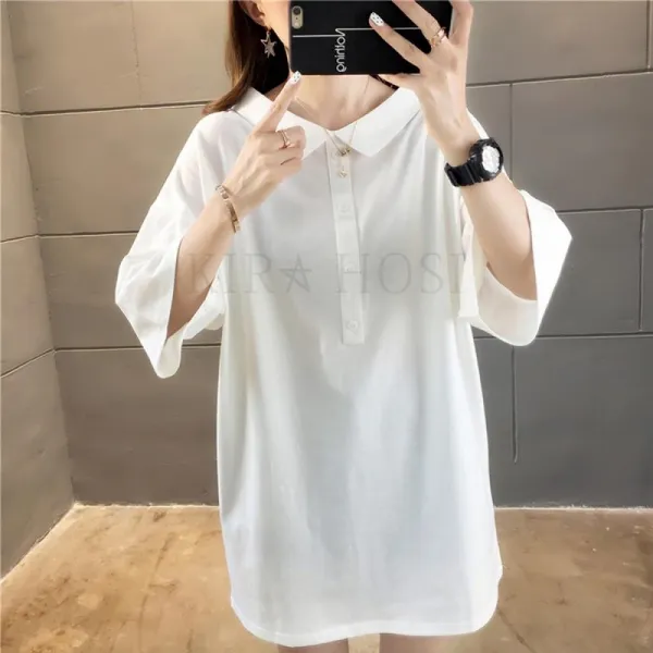 kirahosi 심플 패션 여자 카라 티셔츠 반팔 박시핏 139호+덧신증정 AOw2yvna