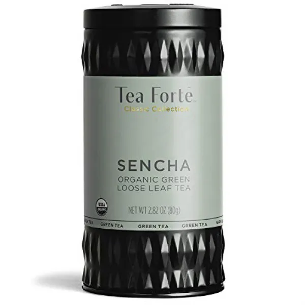 차 포트 유기농 녹차 센차 79.9g 루스 리프 티 용기 Tea Forte Organic Green Tea SENCHA 2.82 Ounce Loose Leaf Tea Canist, 1set