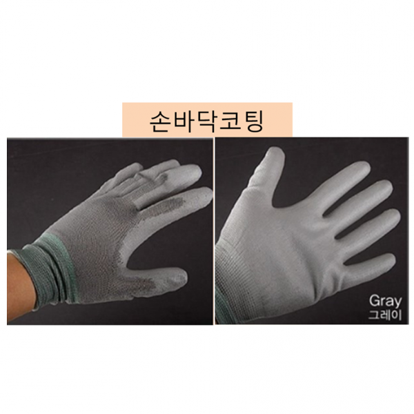 PU 코팅 30켤레 내피 손바닥 손끝 작업안전 장갑, 손바닥(회색)
