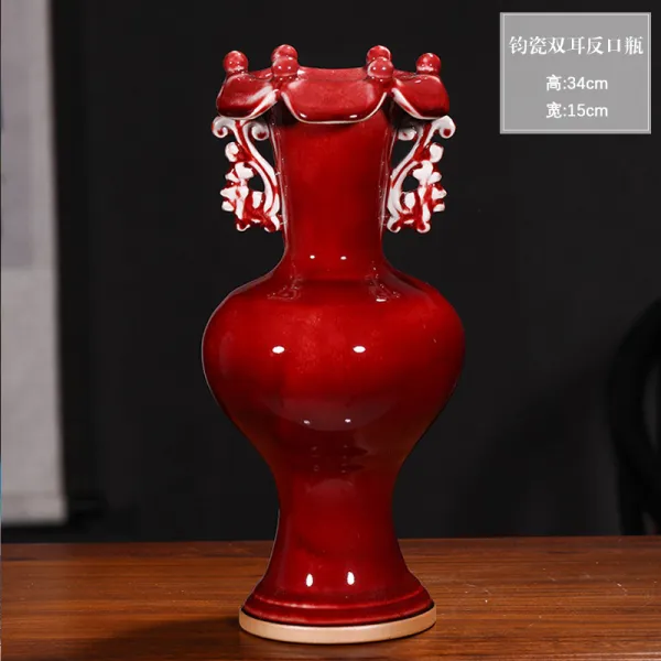 럭셔리 인테리어 소품 적 도자기 화병 F