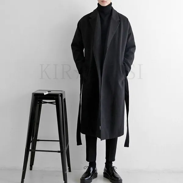kirahosi 코트 가을 겨울 남자 모직코트 율혼방 세미 오버핏 싱글 코트 124-118 +덧신 증정 Awe4gni