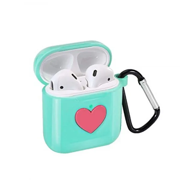 1 세대 / 2 세대 용 Airpods 케이스 커버 방진 부드러운 표면 귀여운 핑크색 하트가있는 충격 방지 연약한 갑옷 무선 충전에 친숙 단일상품