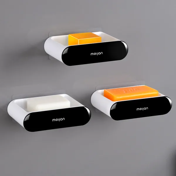 비누 수납 선반 비눗갑 벽걸이 가벼운 아이디어 아스팔트 선반 가정용 펀치홀드 욕실 라지 화장실 비누 케이스, 02 升级벽걸이【블랙3개장】（그것을 사면 틀림없다）