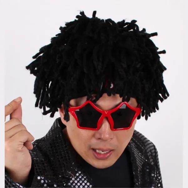 POOKAS 레게 코스프레 가발 블랙 폭탄머리 이벤트용품 파티가발
