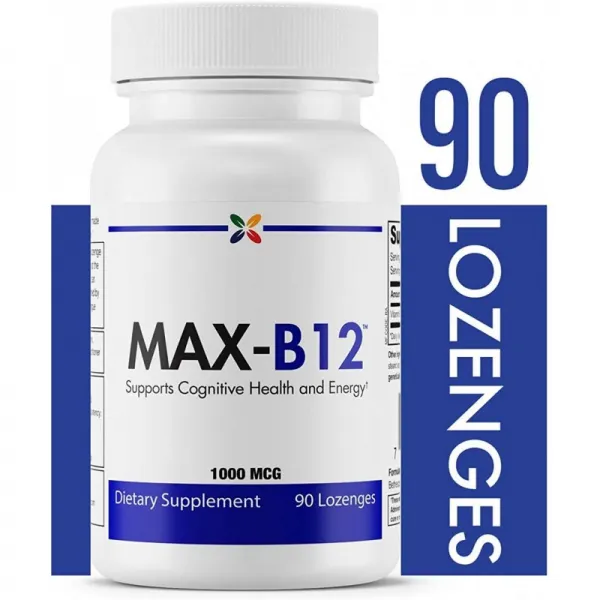 지금 멈추십시오 - MAX-B12 비타민 B12 마약 1000 밀리그램 -인지 건강과 에너지를 지원합니다 - 90 마름, 1, 단일상품