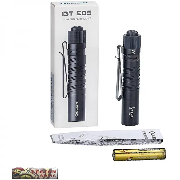 AAA 배터리 및 LegionArms 스티커를 사용한 듀얼 출력 및 기본 로우 빔에서 순간적으로 180 루멘 LED EDC 플래시라이트 테일 스위치, 상세페이지 참조