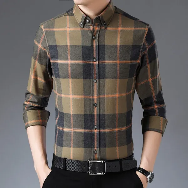 심쿵직구 남성 심플 어텀 터틀넥 남방 체크 순면셔츠