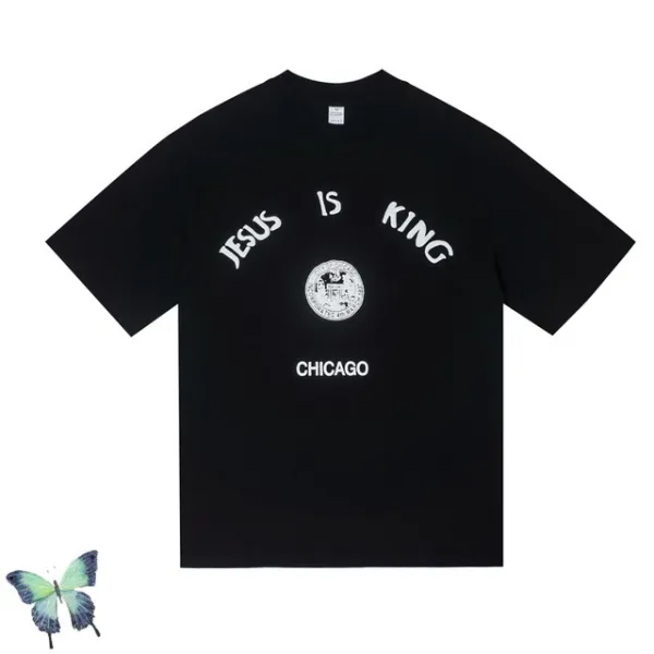 따뜻하다 CPFM KANYE Jesus Is King Kingdom 폼 레터 로고 티셔츠
