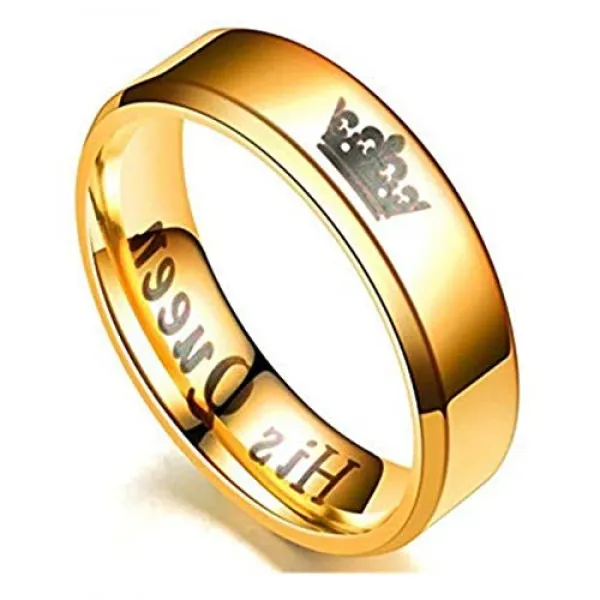 왕관 스타일 Her King His Queen 각인 금속 알레르기 피부 친화 반지 반지 커플 페어링 반지 남자 반지 반지 여성 반지 반지 약혼