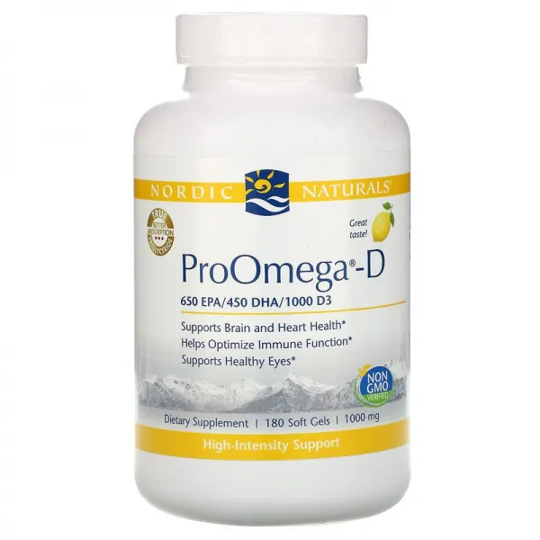 노르딕 네츄럴 프로페셔날 Nordic Naturals 프로오메가-D 레몬 180소프트젤, 180개, 1개